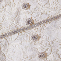 Cream Cord Lace Bow Midi Dress