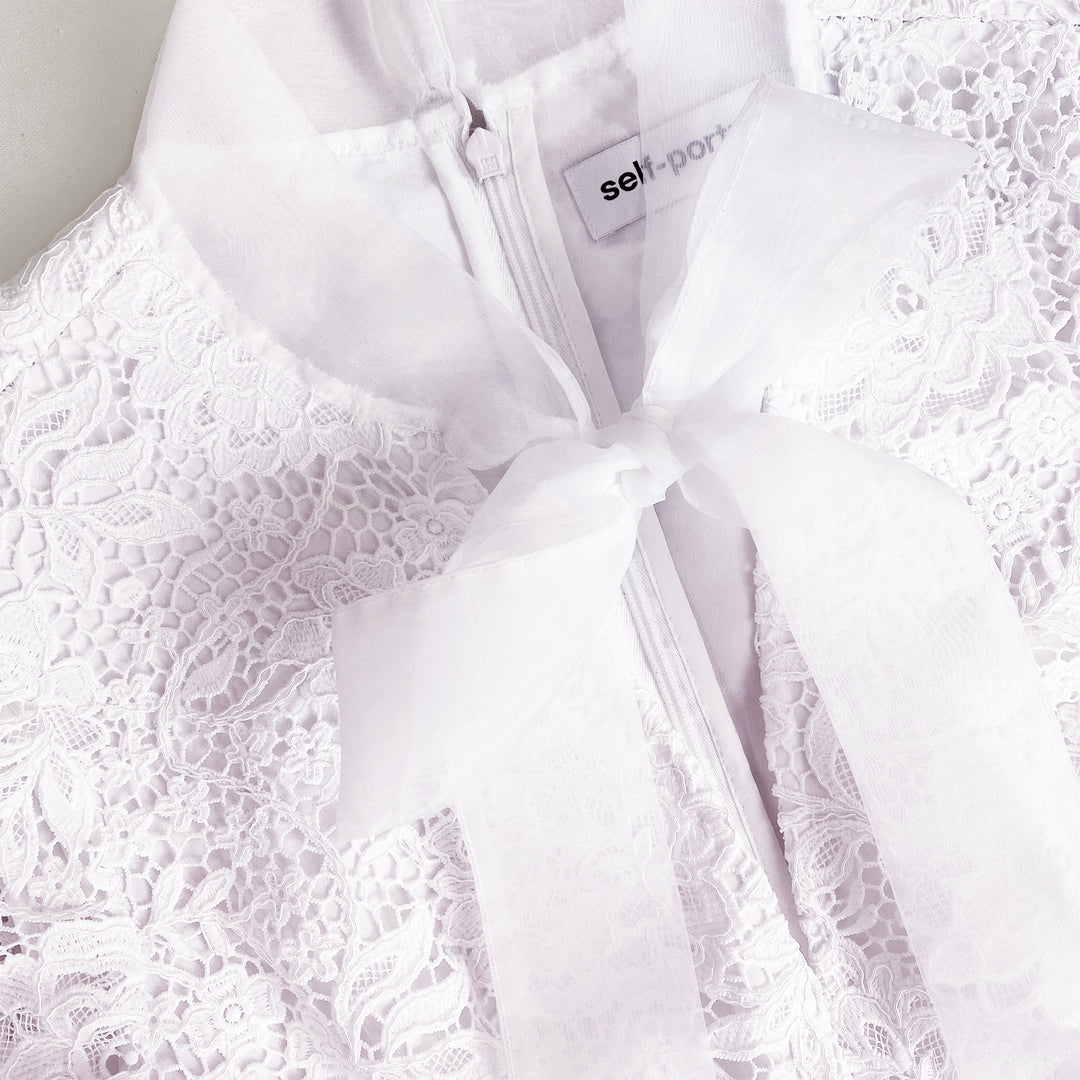 White Cord Lace Crossover Midi Dress – self-portrait