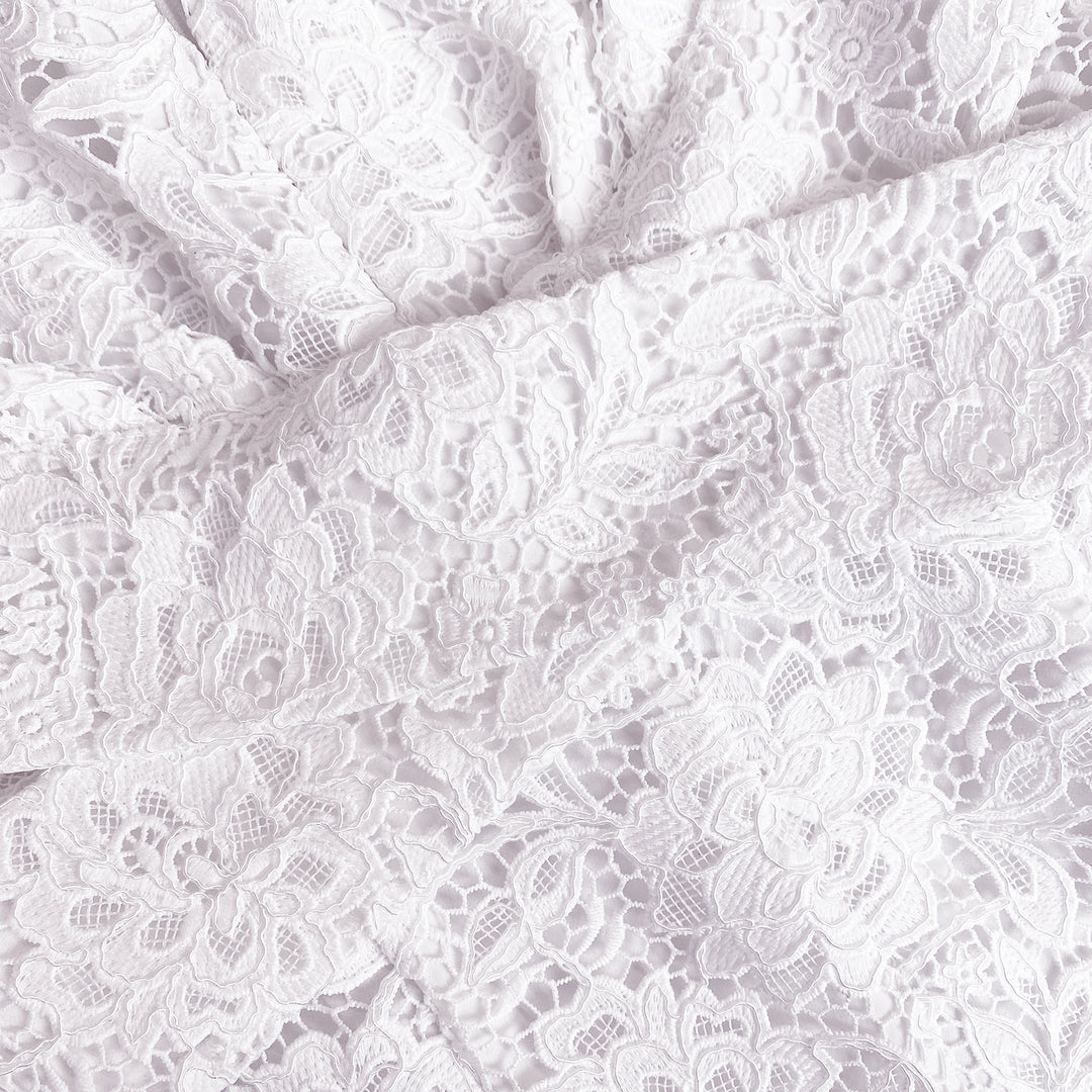 White Cord Lace Crossover Midi Dress – self-portrait