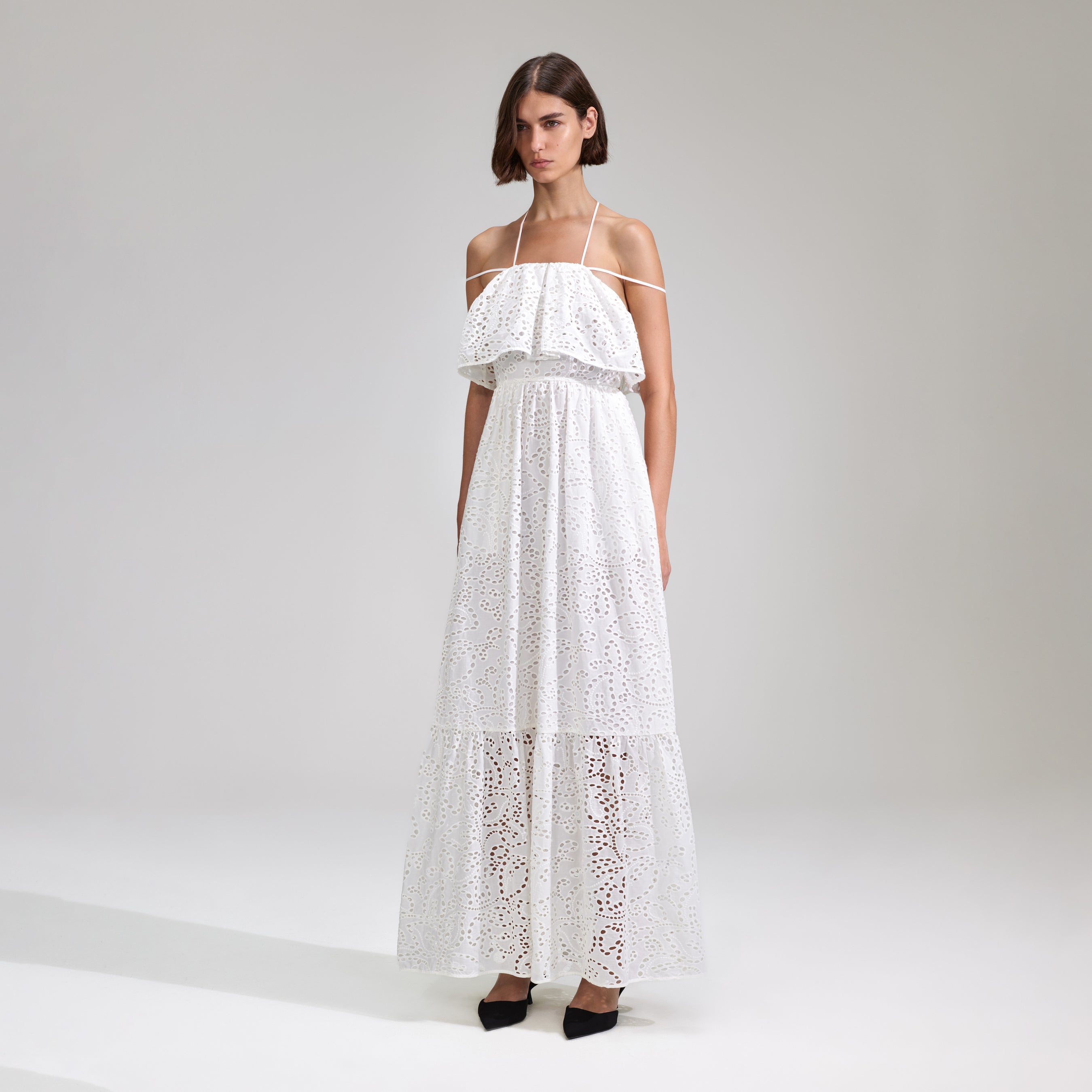White Broderie Maxi Dress