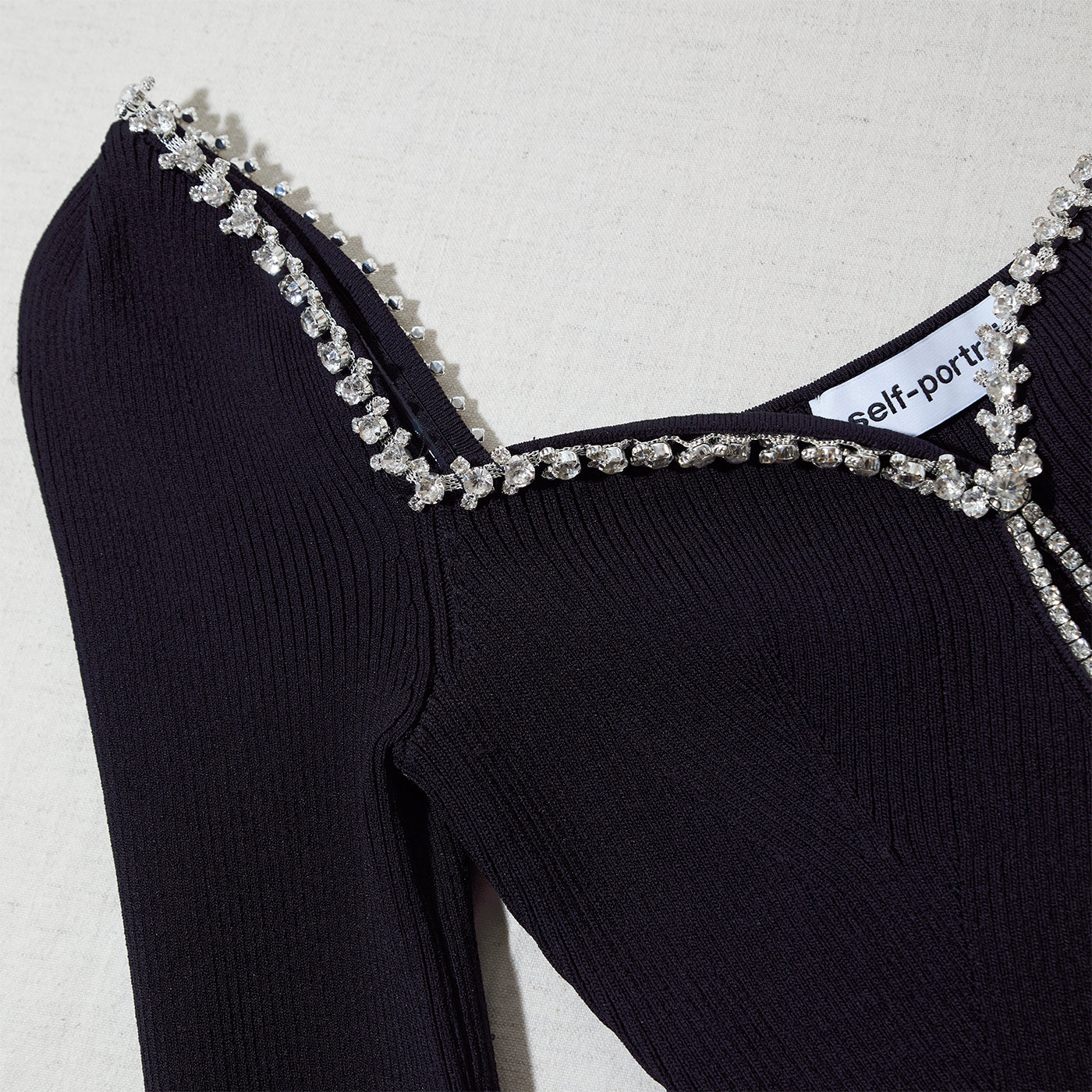 Black Knit Diamante Mini Dress
