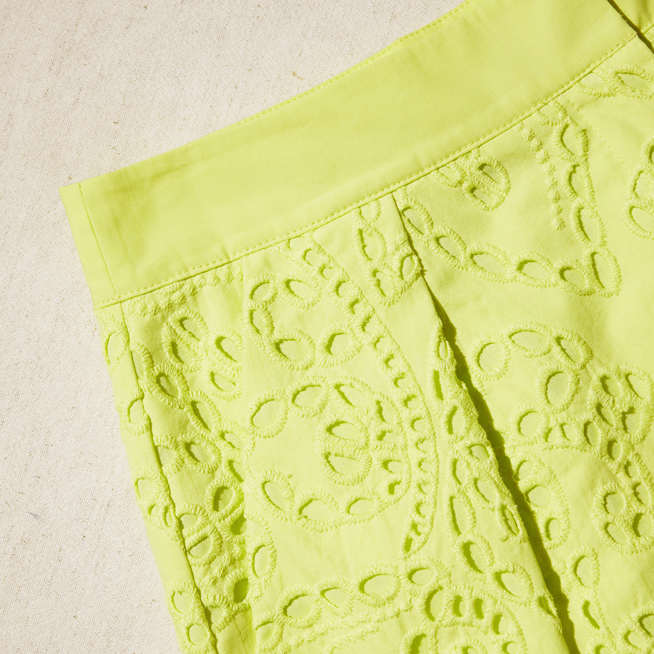 Lime Broderie Shorts