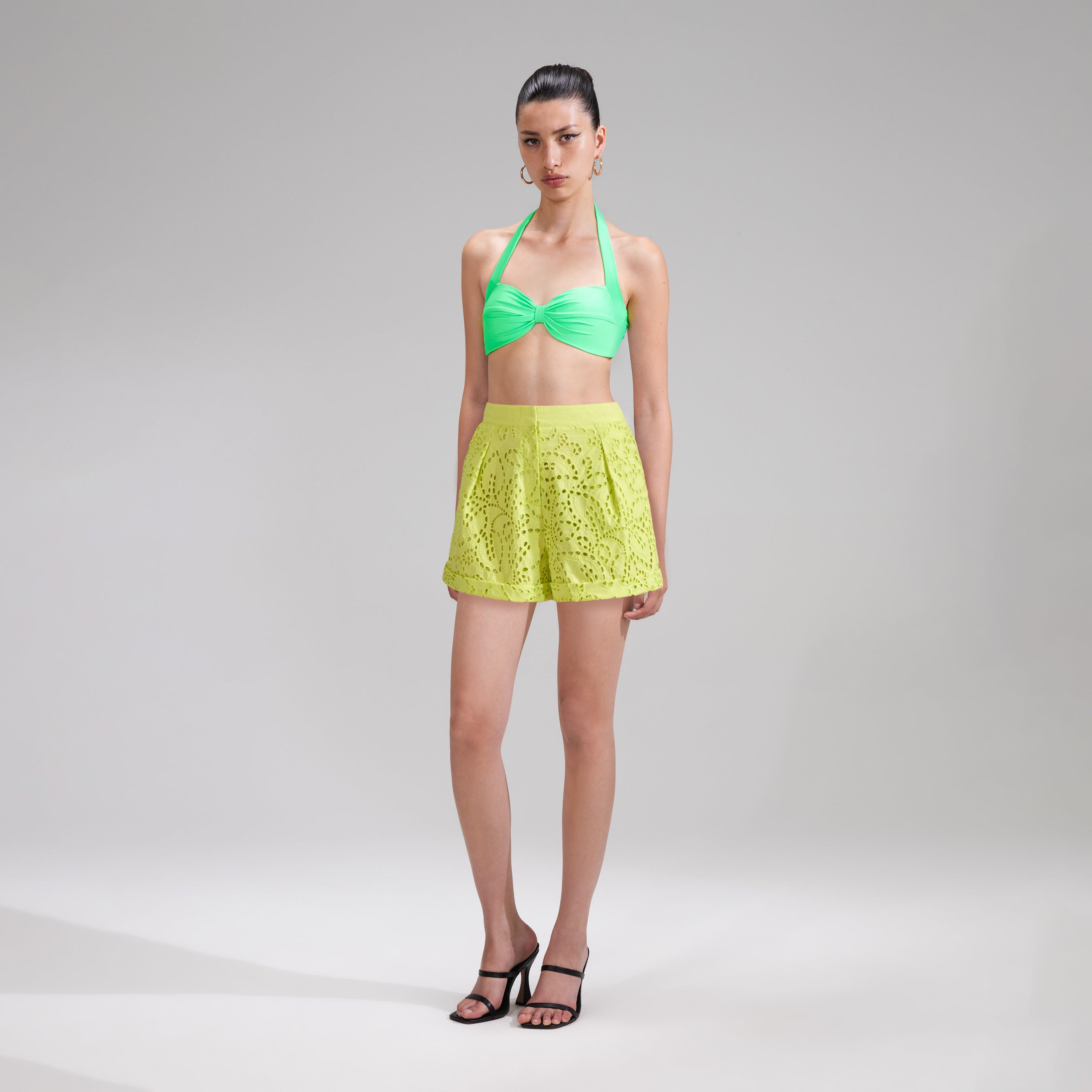 Lime Broderie Shorts