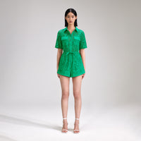 Green Broderie Playsuit