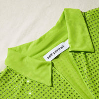 Green Rhinestone Mesh Shirt