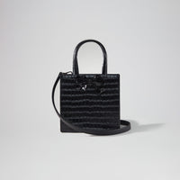 Black Croc Mini Tote Bow Bag