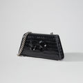 Black Croc Bow Mini Shoulder Bag