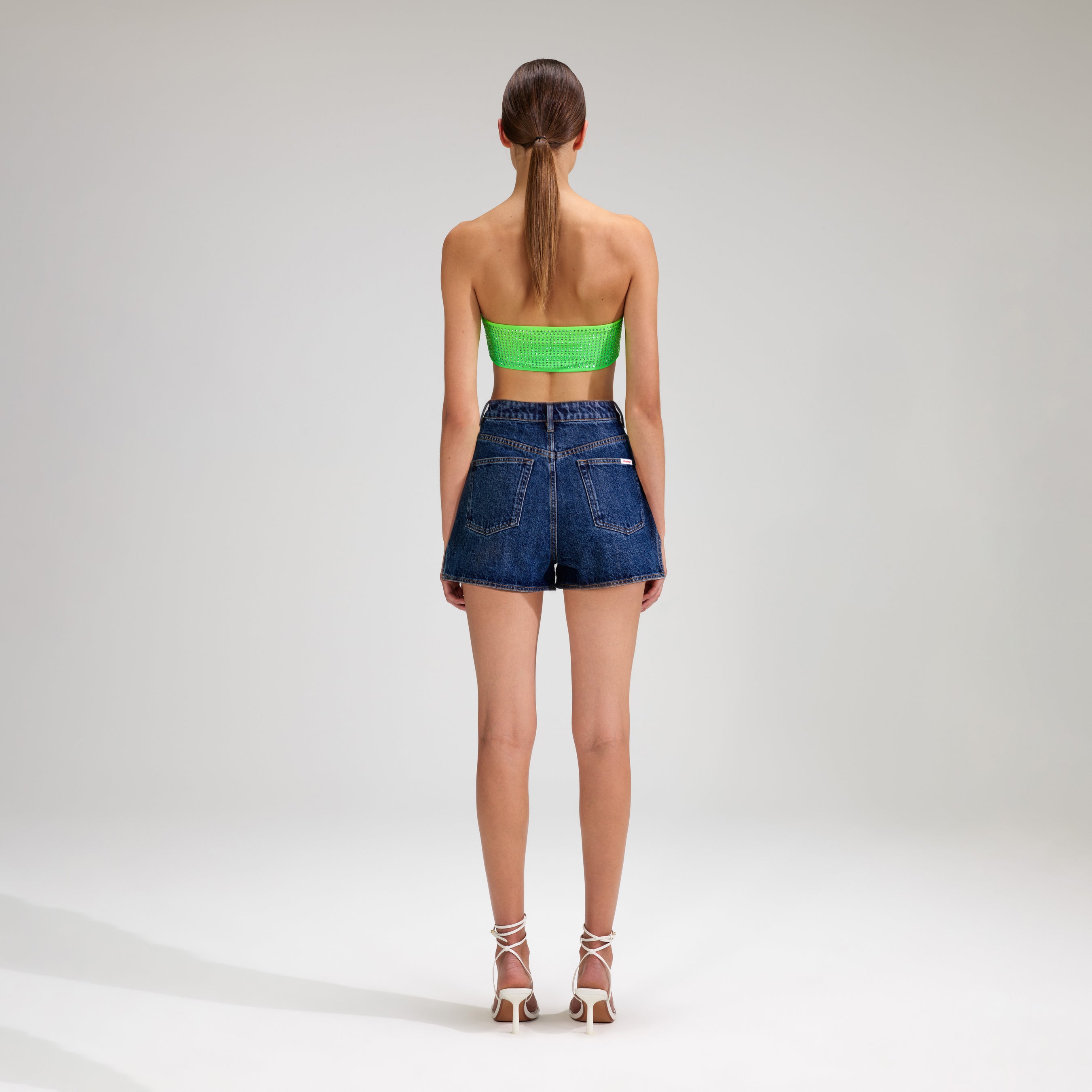 Green Rhinestone Bandeau Bikini Top