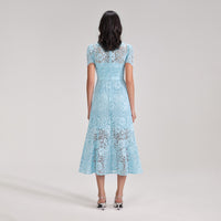 Pale Blue Cord Lace Midi Dress