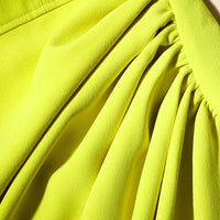 Lime Crepe Ruched Midi Dress