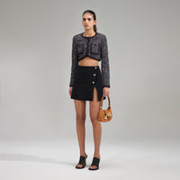 Crop Boucle Jacket With Braid Detail