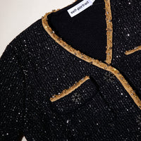 Black Sequin Knit Cardigan