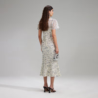 Champagne Sequinned Midi Dress