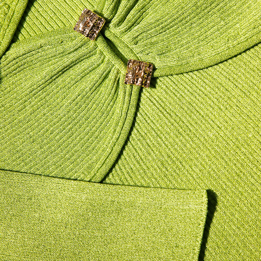Lime Green Lurex Knit Midi Dress