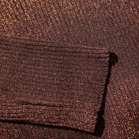 Brown Lurex Knit Off Shoulder Top