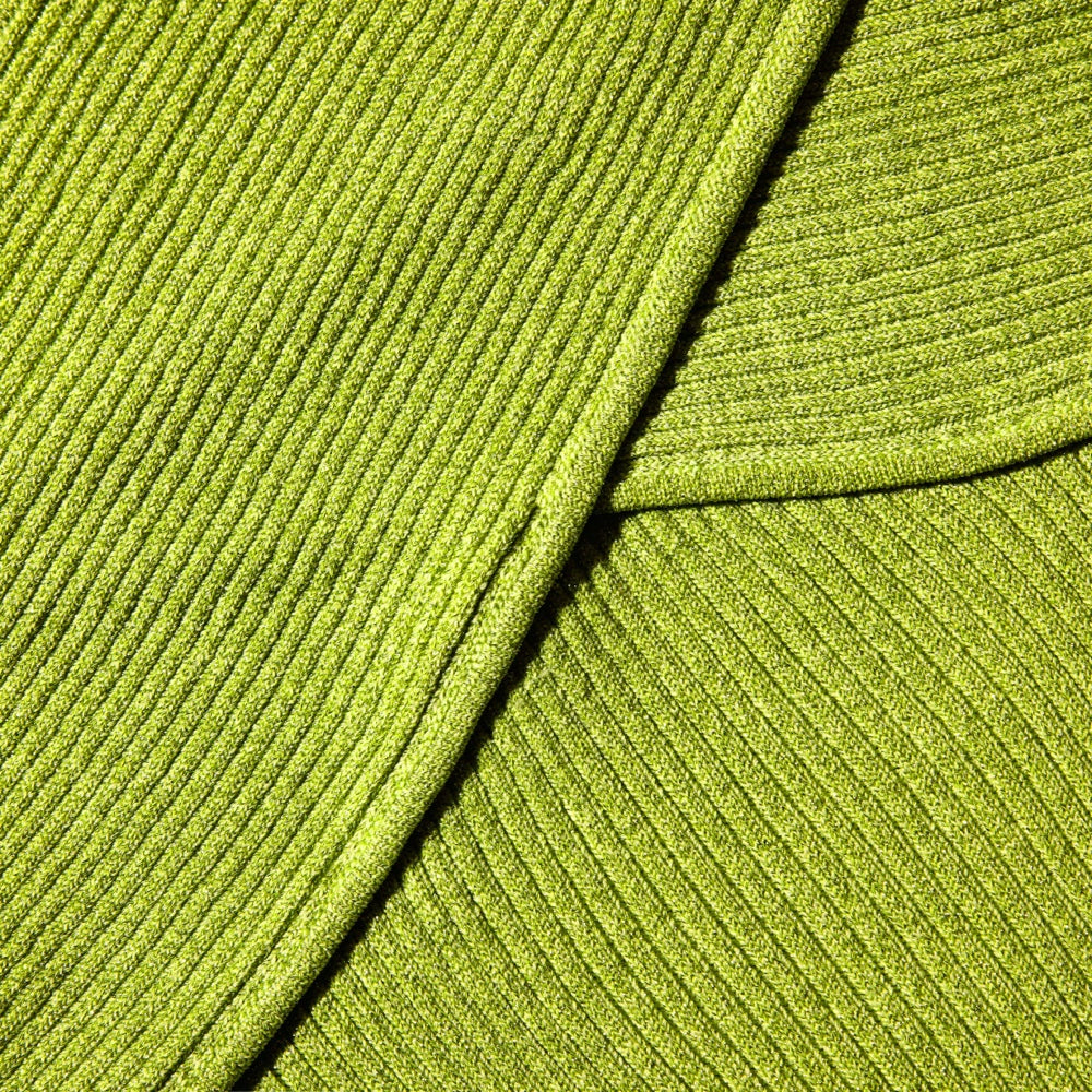 Green Lurex Knit Off Shoulder Top