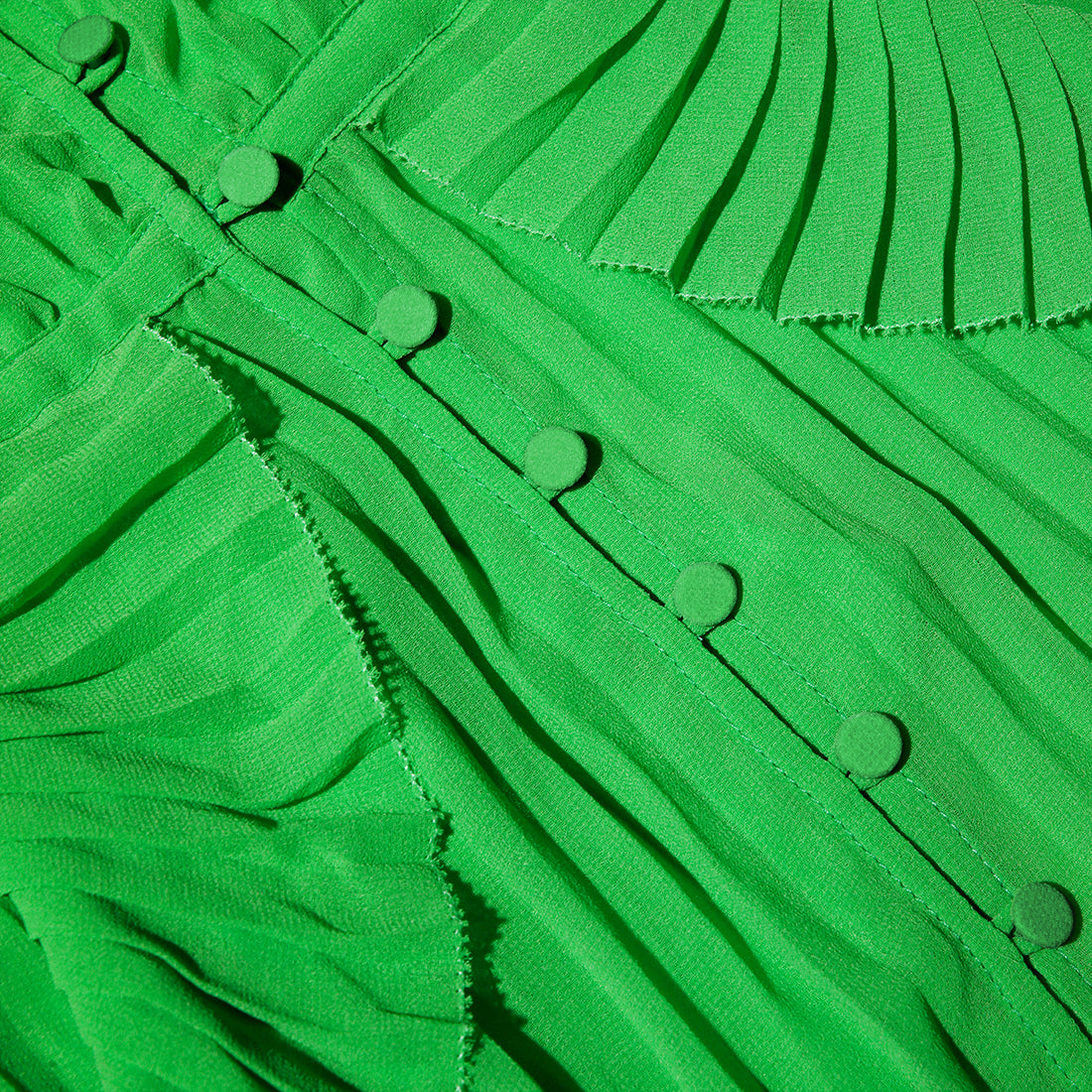 Green Chiffon Ruffle Midi Dress