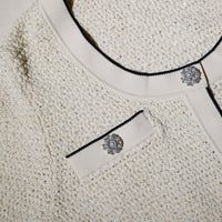 Cream Sequin Knitted U Neck Mini Dress