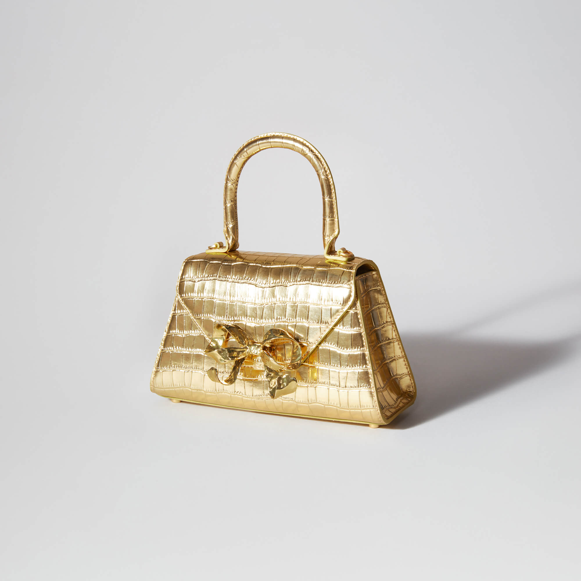 Gold Croc Bow Mini Envelope Bag