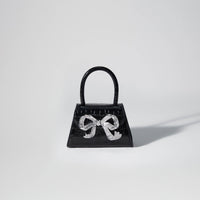 The Bow Micro in Black Croc with Diamanté