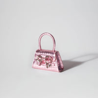 Pink Metallic Croc Micro Bow Bag