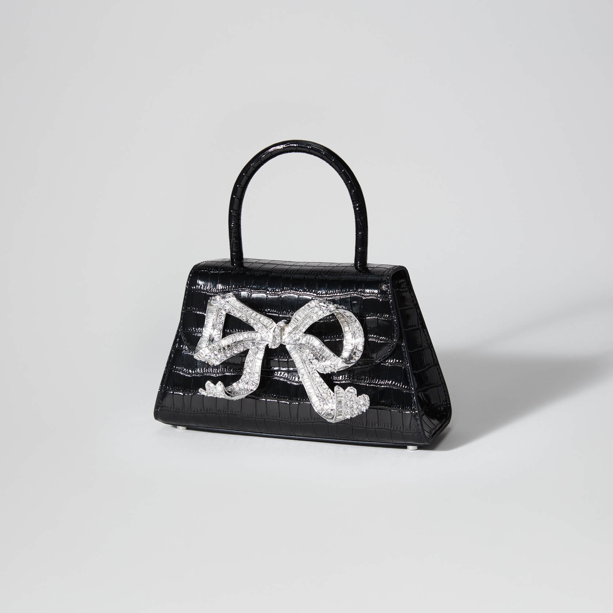 Black Croc Mini Bow Bag