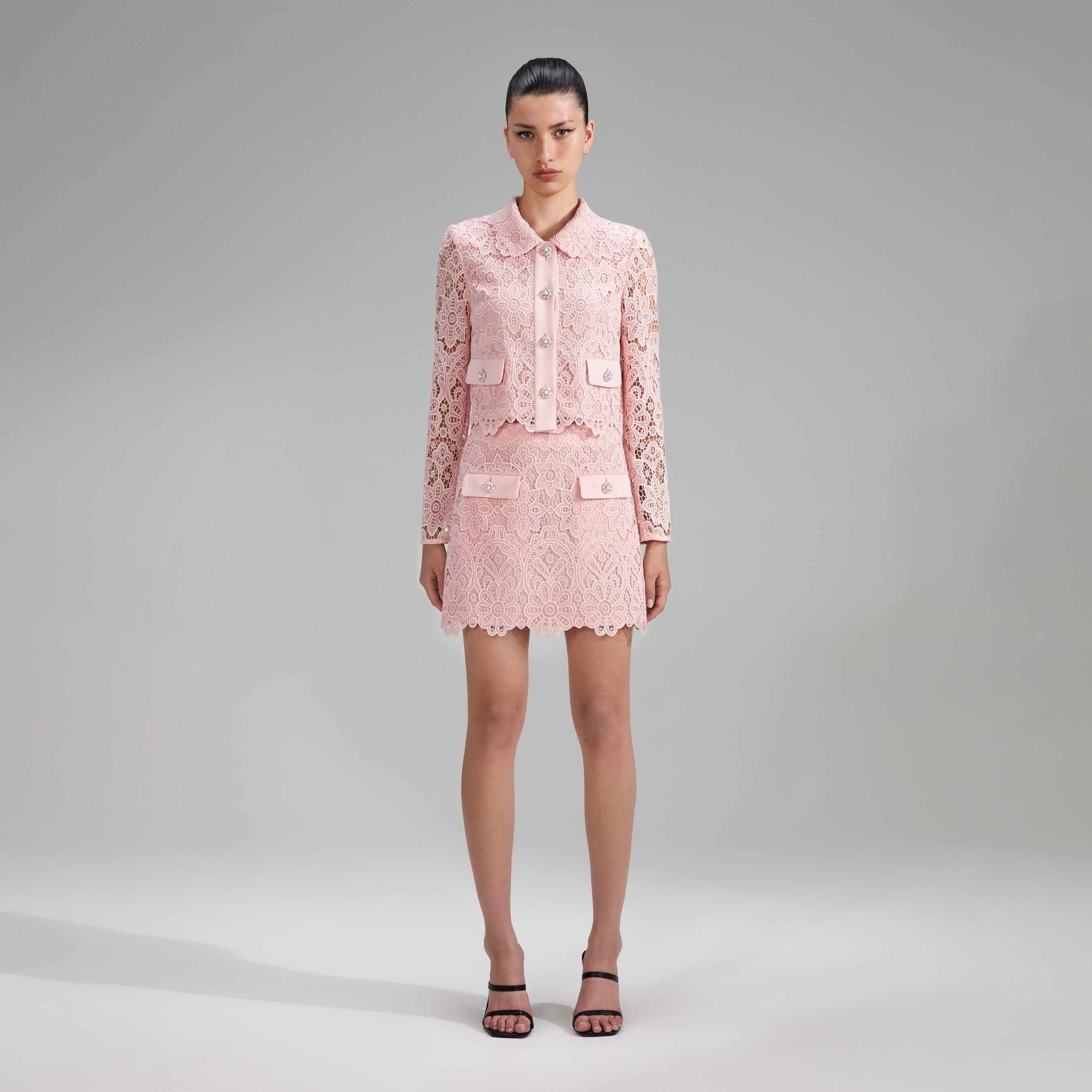 Pink Guipure Lace Jacket