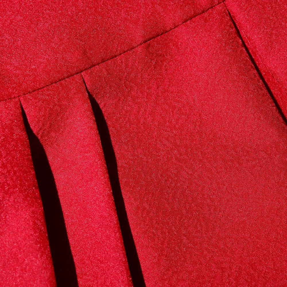 Red Textured Diamante Detail Mini Dress