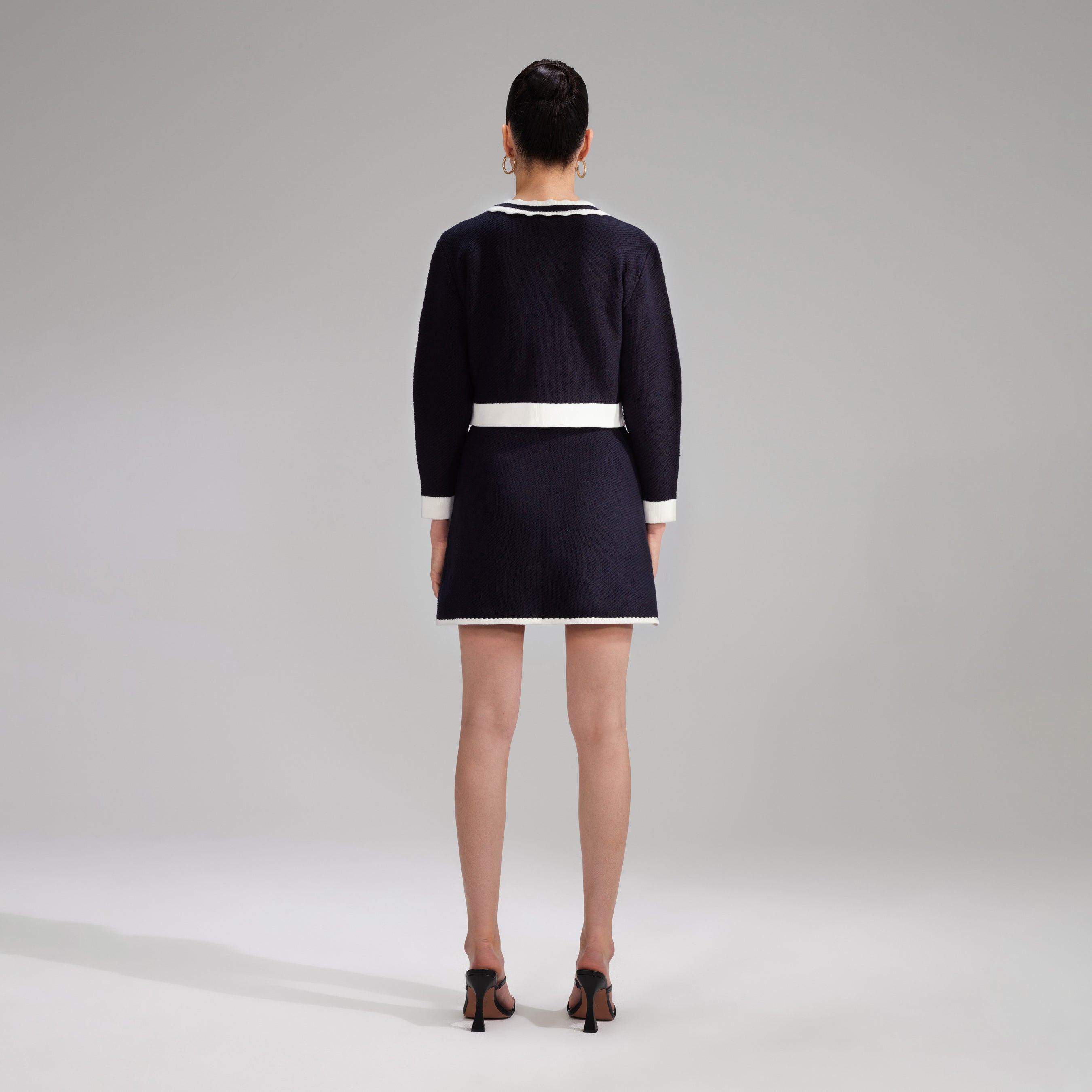 Navy Cotton Knit Mini Skirt