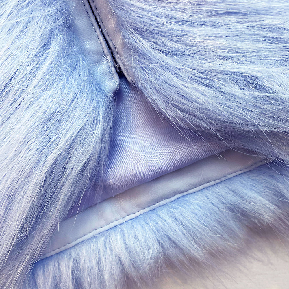 Pale Blue Faux Fur Coat