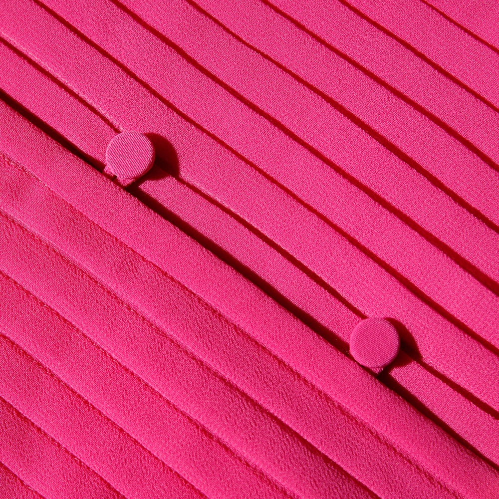 Pink Chiffon Sleeveless Ruffle Midi Dress