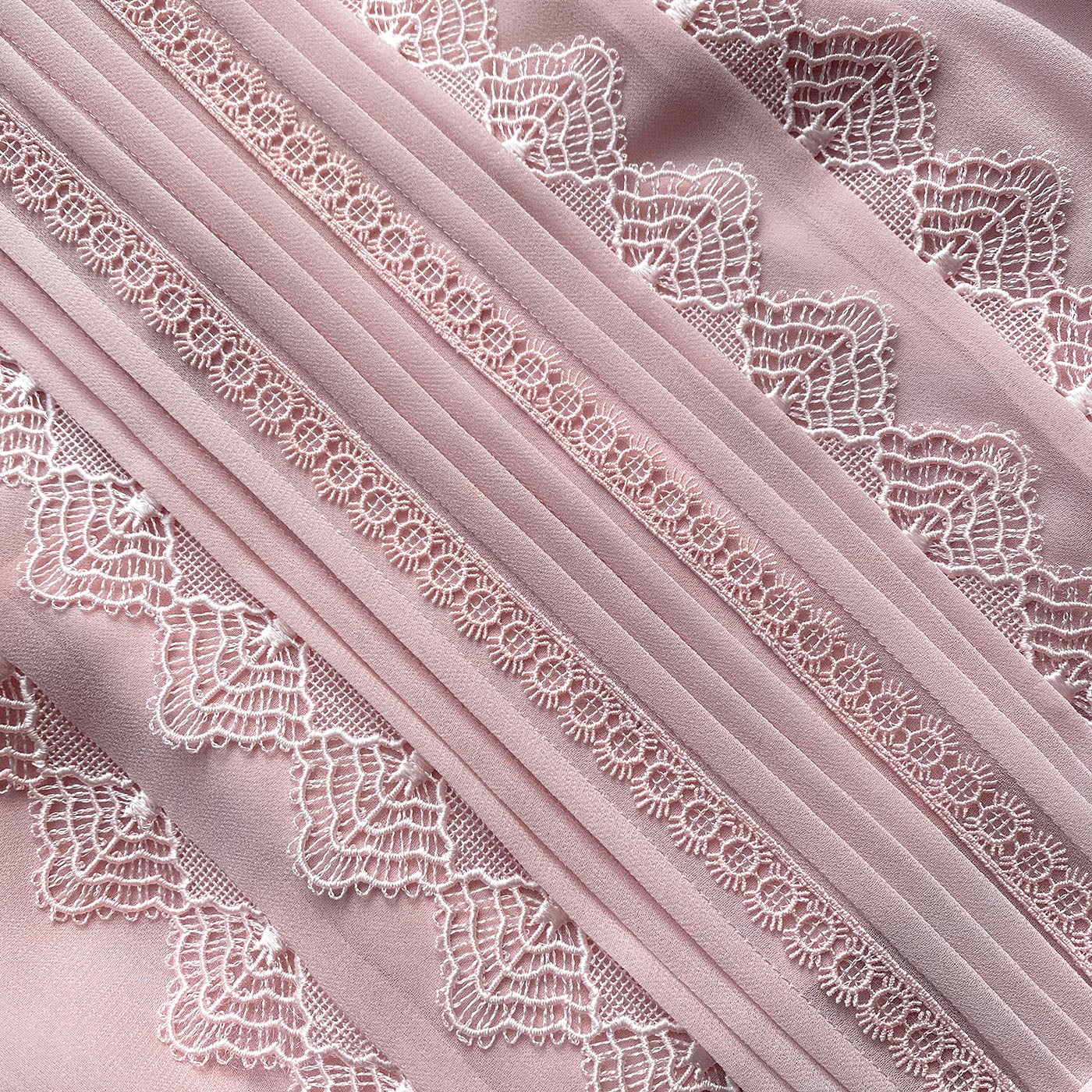 Pale Pink Chiffon Trimmed Midi Dress