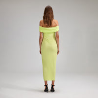 Lime Jersey Off Shoulder Midi Dress