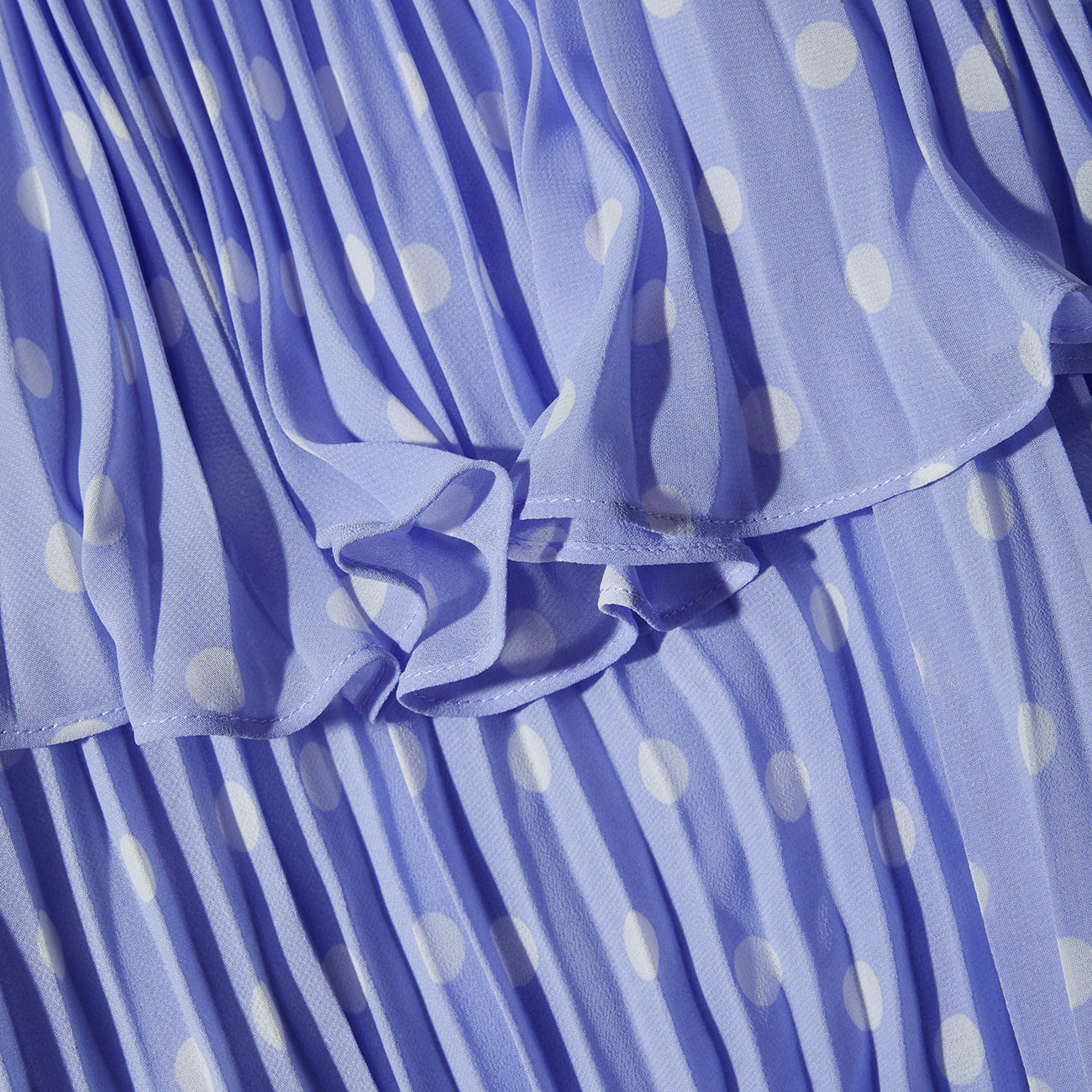 Lilac Polka Dot Tiered Chiffon Midi Dress