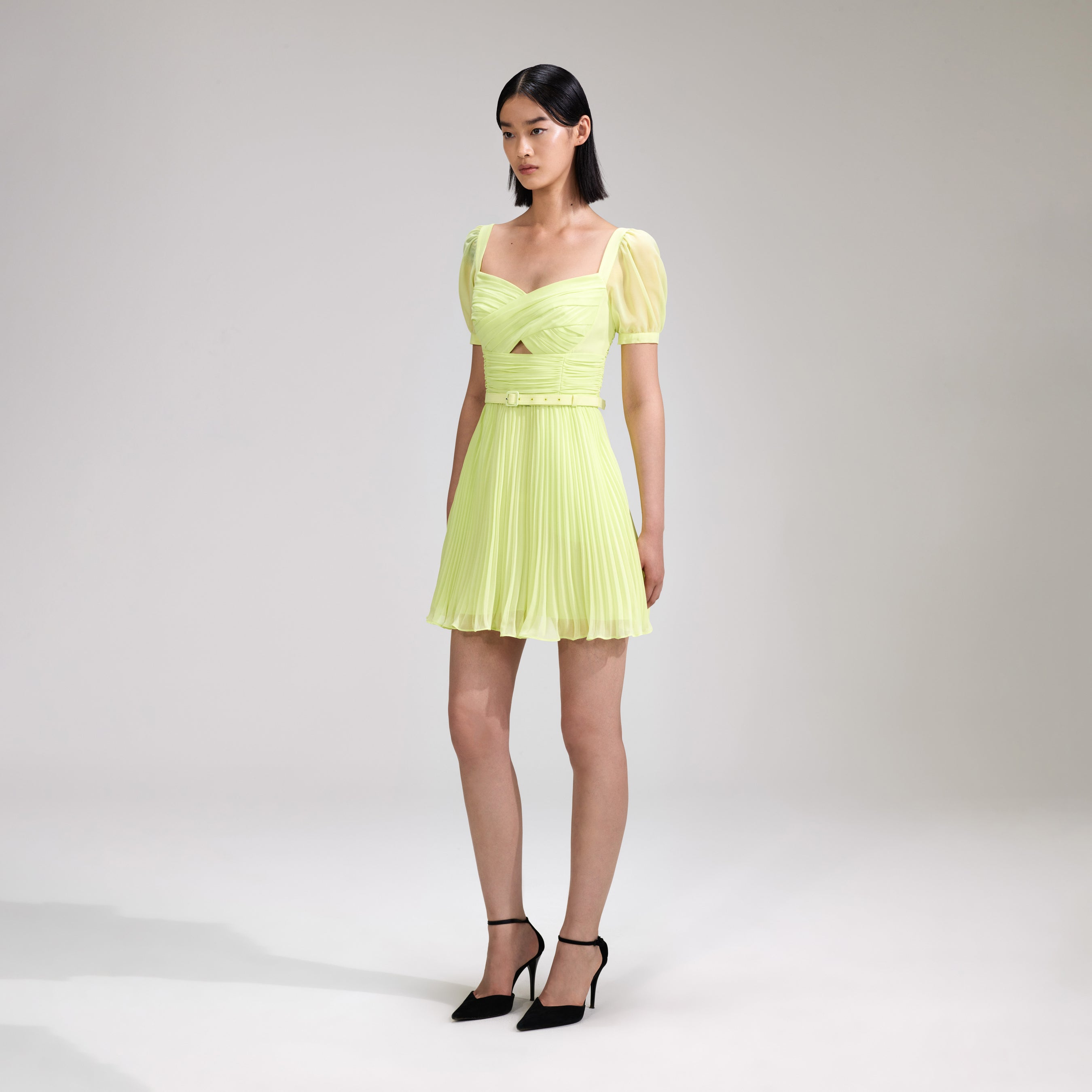Lime Chiffon Mini Dress