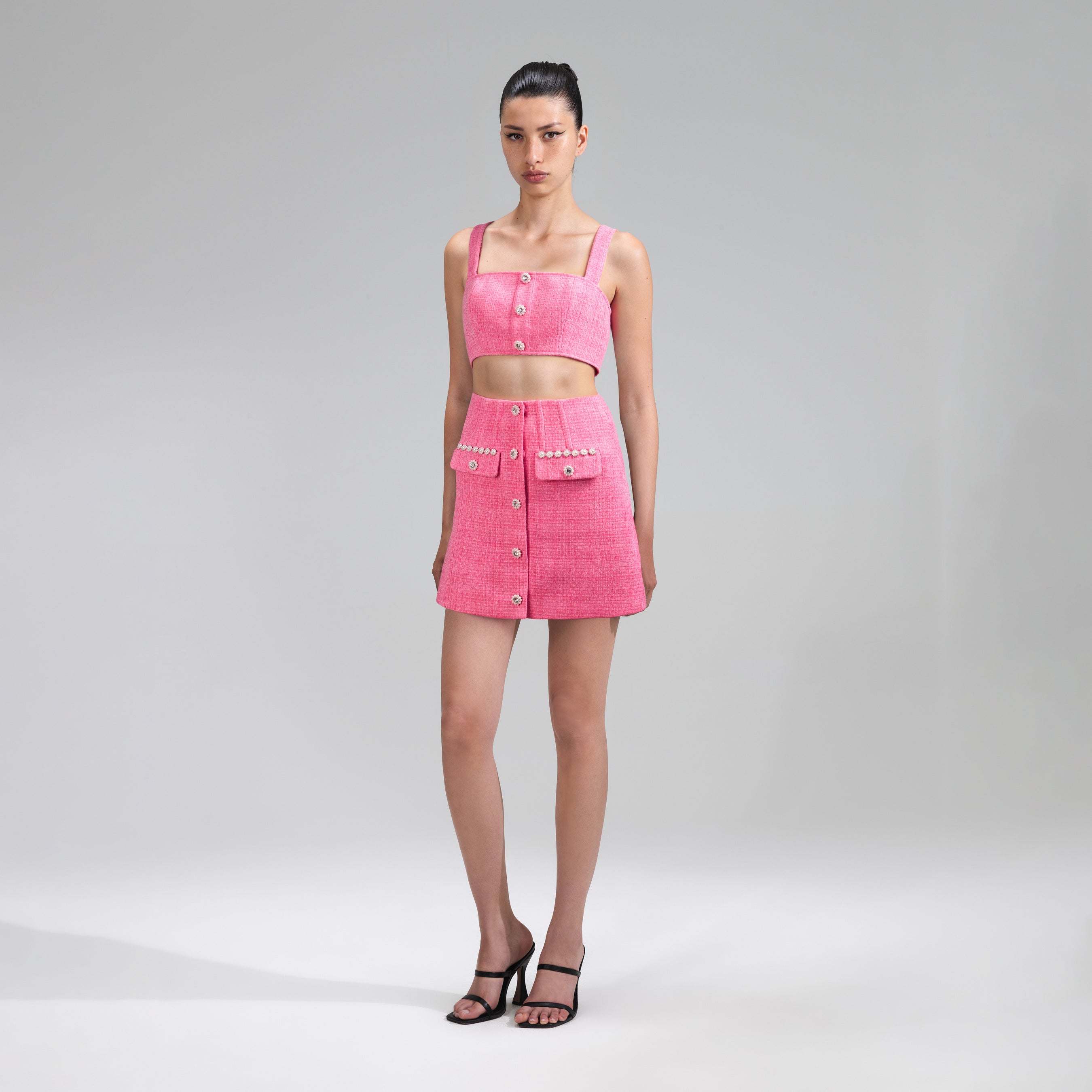 Pink Boucle Mini Skirt