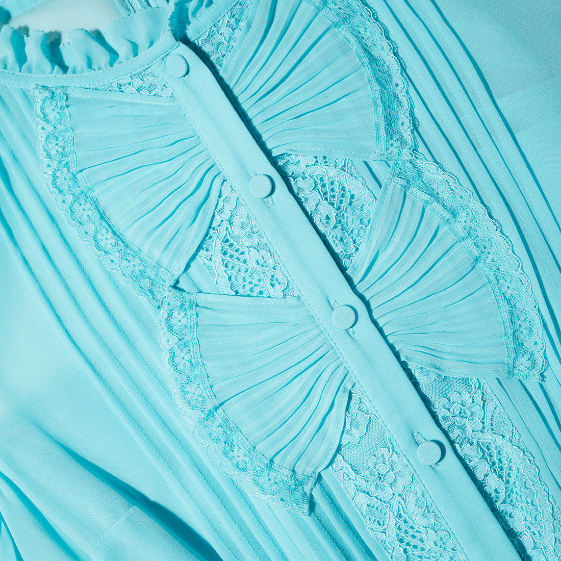 Blue Chiffon Pleated Midi Dress