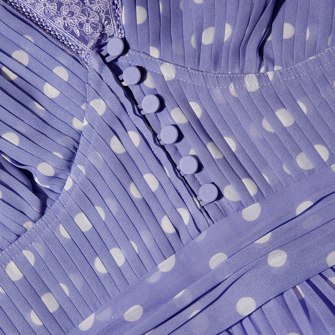 Lilac Polka Print Chiffon Midi Dress