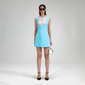 Blue Boucle Mini Dress