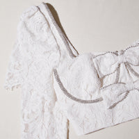 Cream Cord Lace Cropped Top