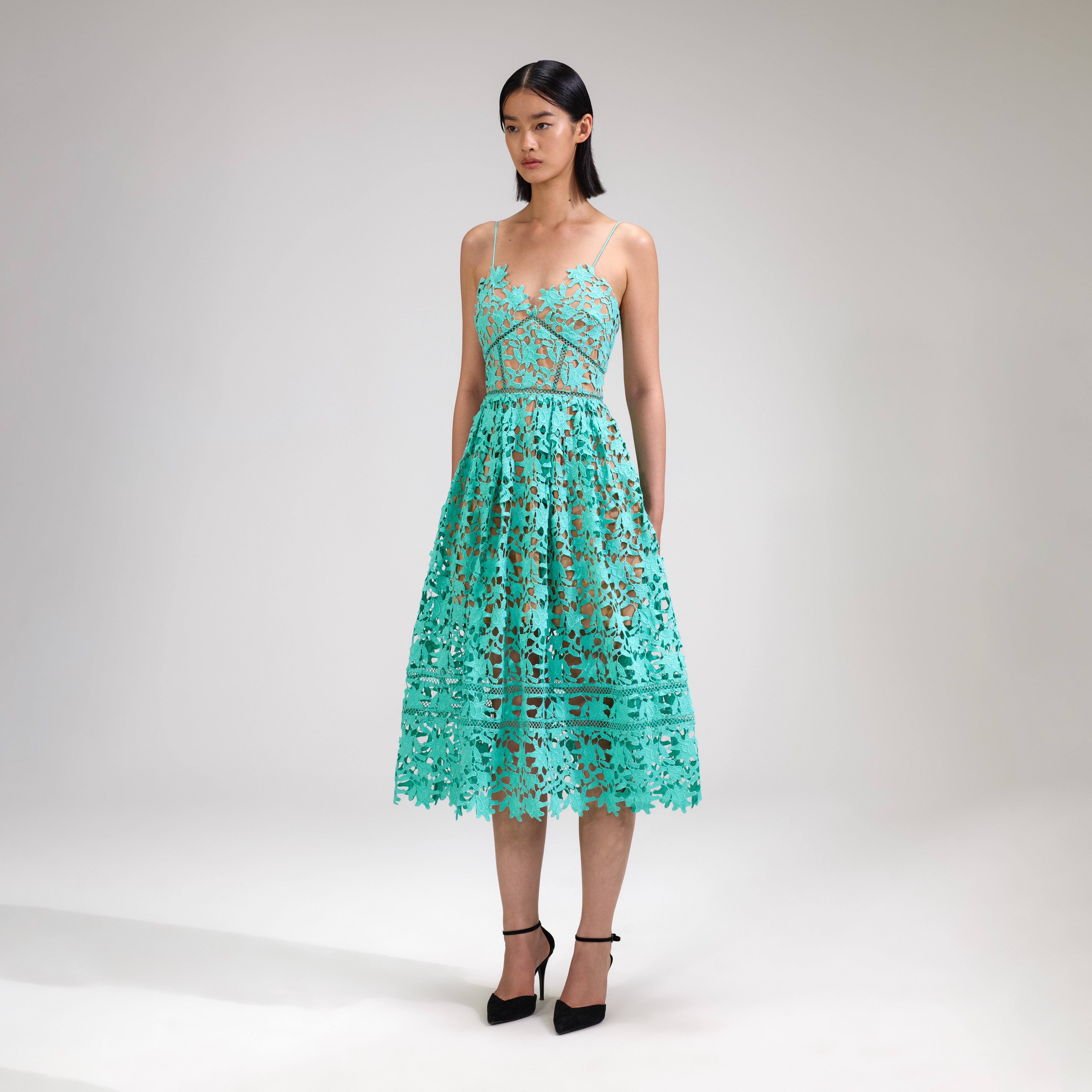 Self portrait 2024 green lace dress