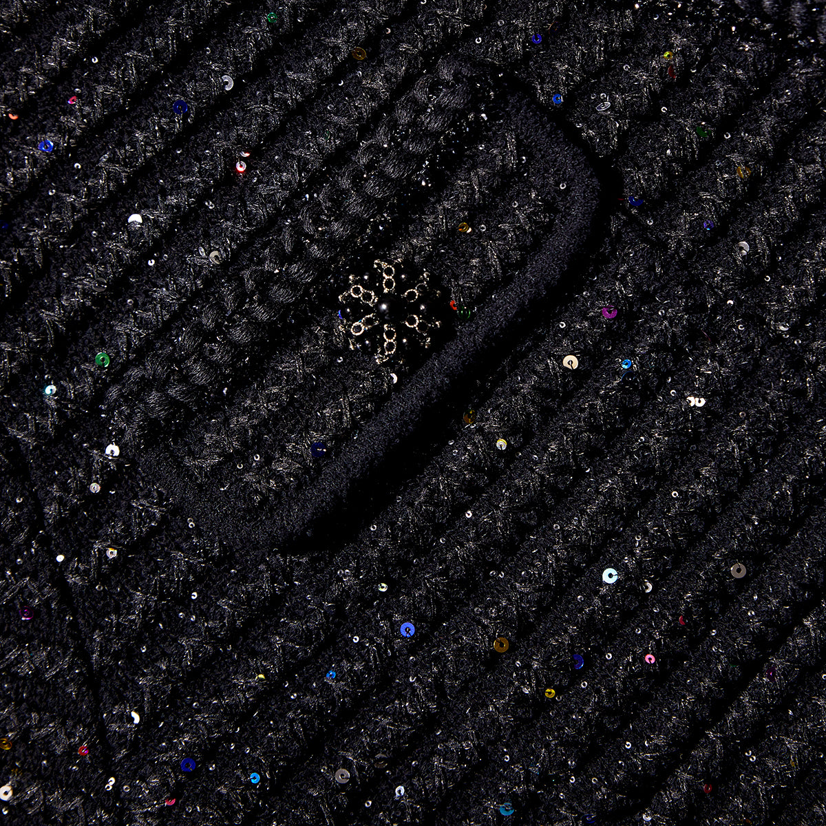Black Sequin Long Knit Cardigan