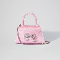 Pink Rhinestone Bow Envelope Mini Bag