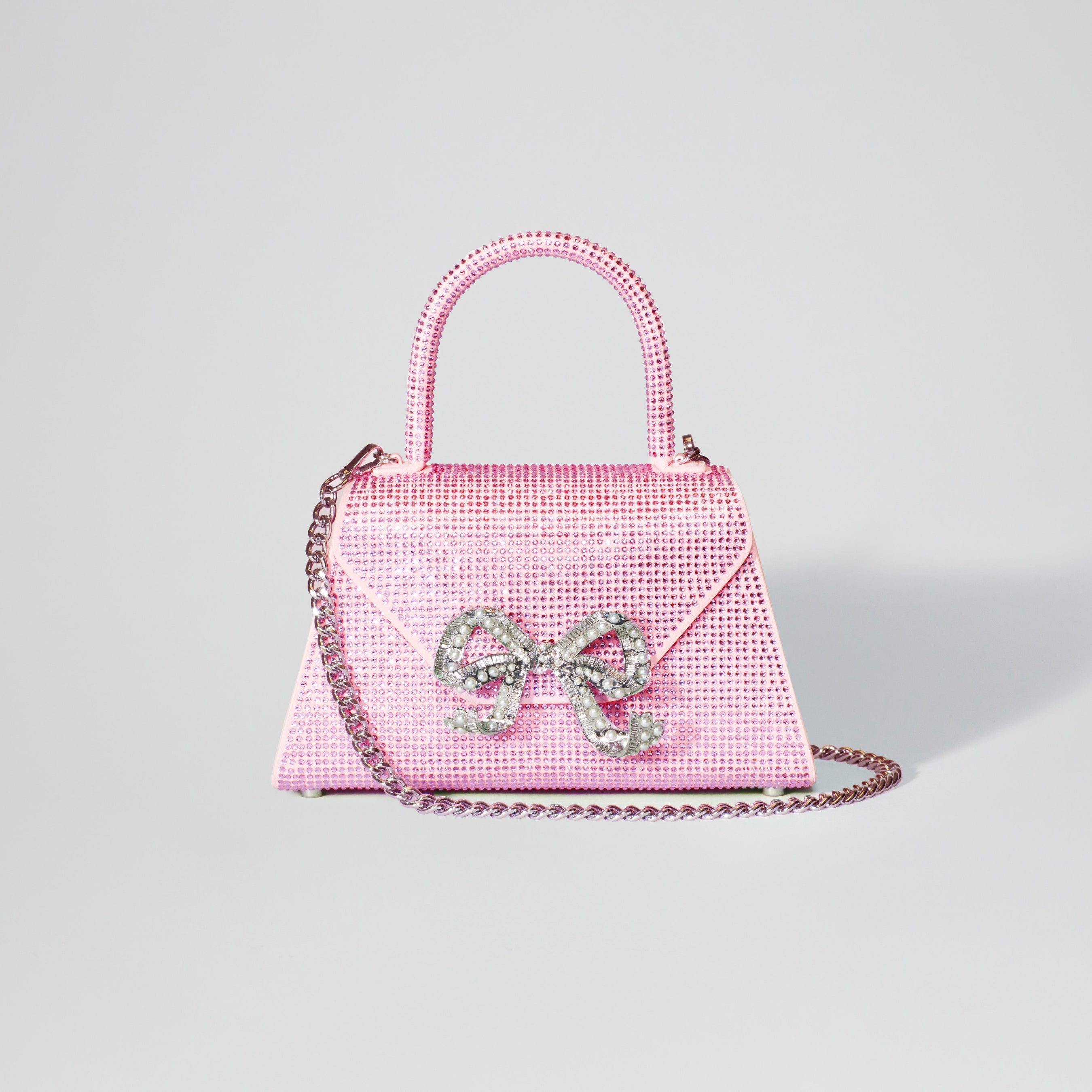 Pink Rhinestone Bow Envelope Mini Bag