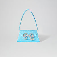 Blue Rhinestone Bow Mini Shoulder Bag