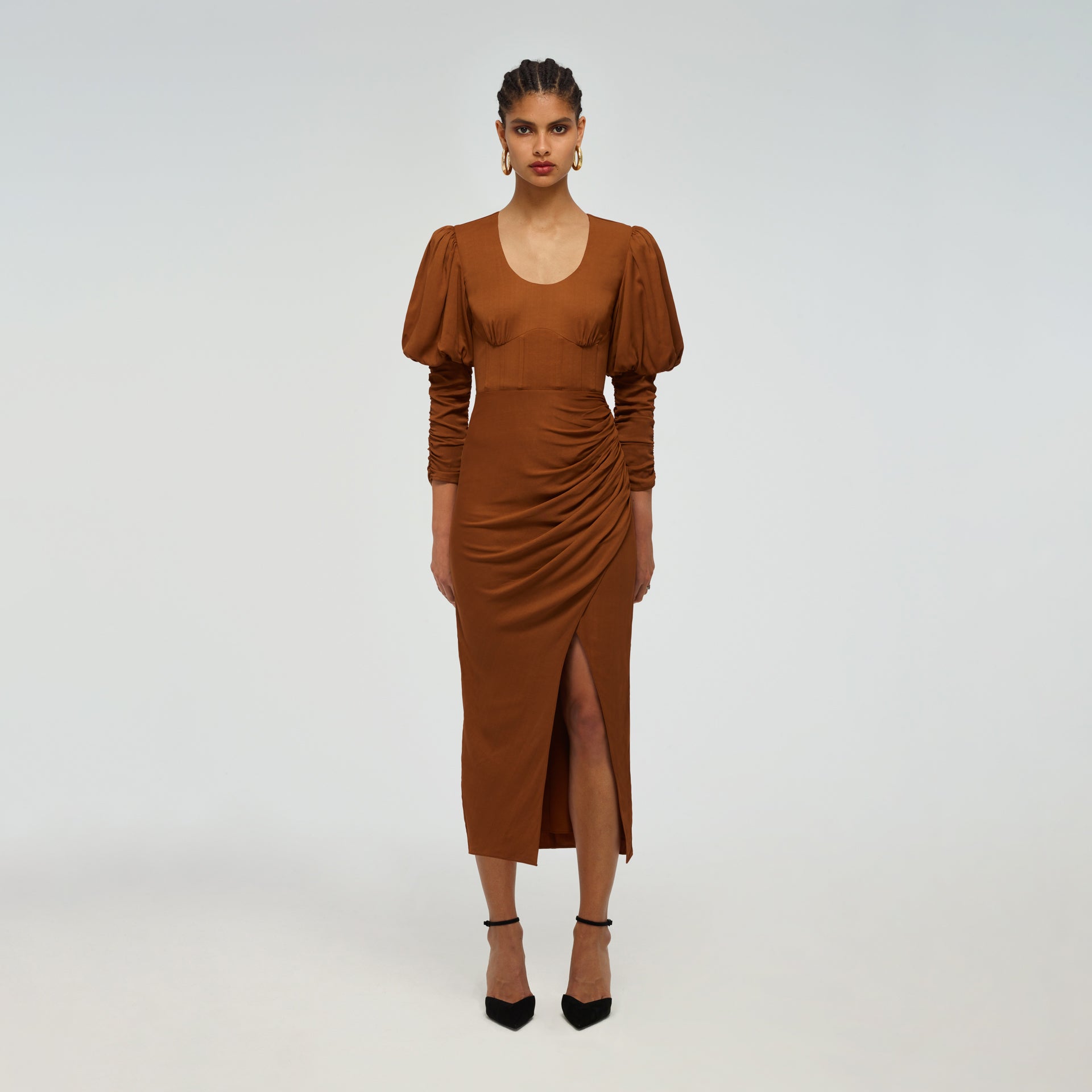 Puff Sleeve Midi Dress