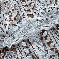 White Guipure Lace Peplum Midi Dress
